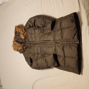 Long Puffer Jacket with fur lined hood